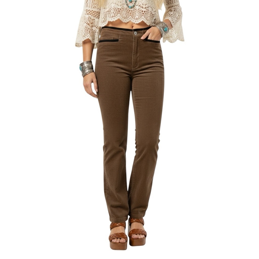 Title: Vintage Brown Corduroy Slim Straight Pants